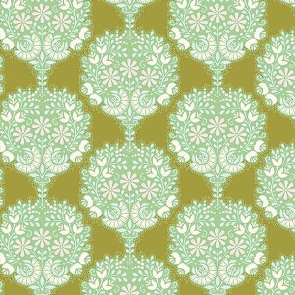 HARVEST Flower Tree Green - FAT QUARTER