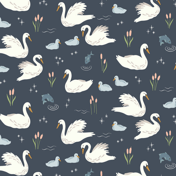 LITTLE SWAN Main Navy -  SALE $23.00 p/m