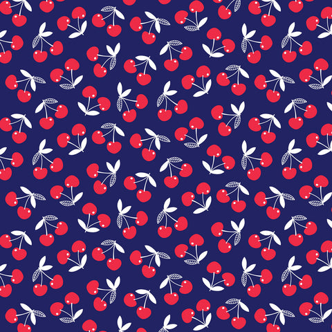 CHERRY PATCH Tossed Cherries Navy Blue - PRE ORDER (Feb 2025)