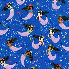 HELLO LUCKY Mermaids Navy - SALE $15.00 p/m